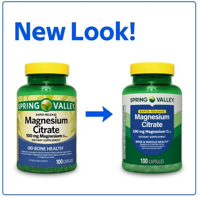 Spring Valley Magnesium Citrate Capsules, 100 mg, 100 Count