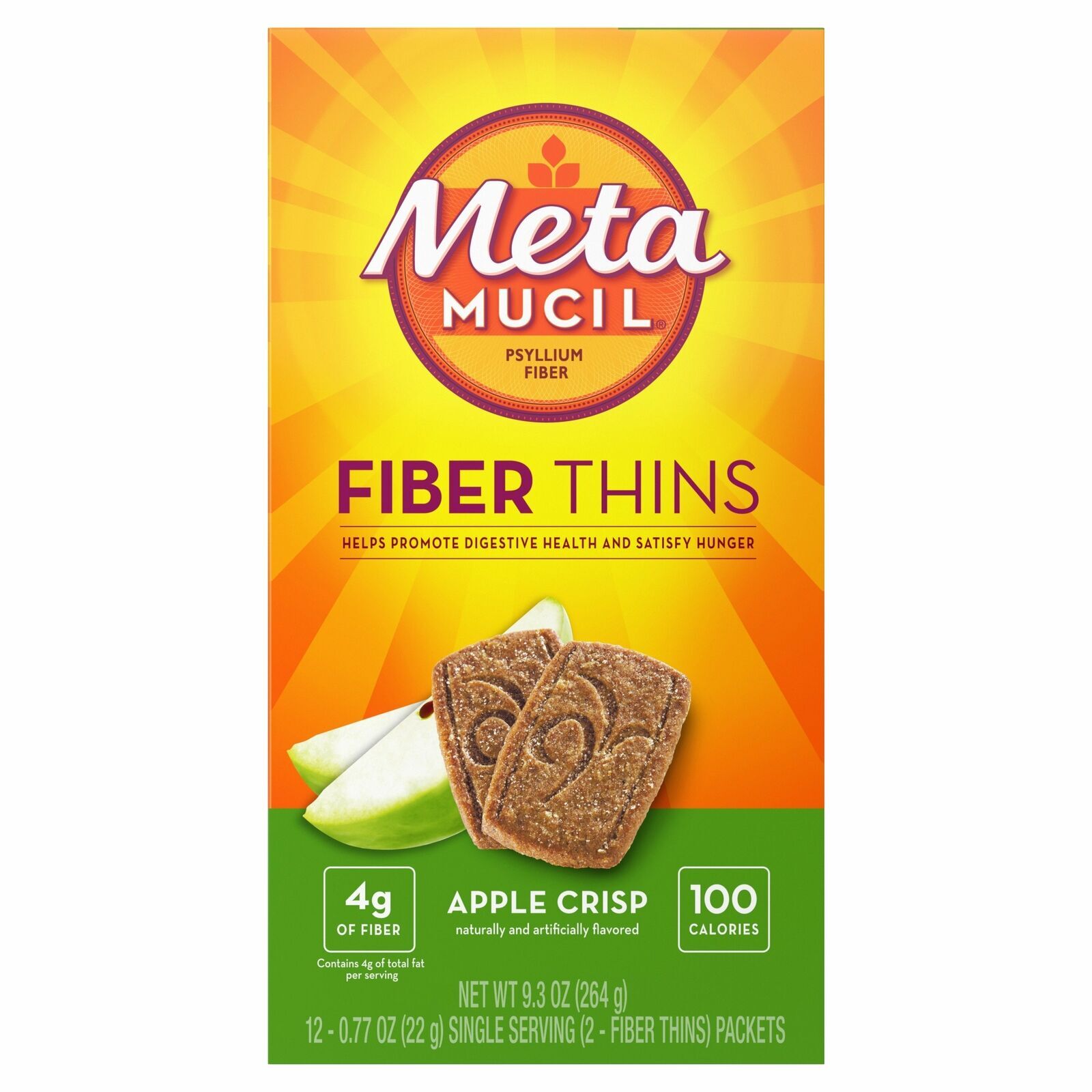 Metamucil Fiber Thins Digestive Health Satisfy Hunger Apple Crisp Flavor 24ct