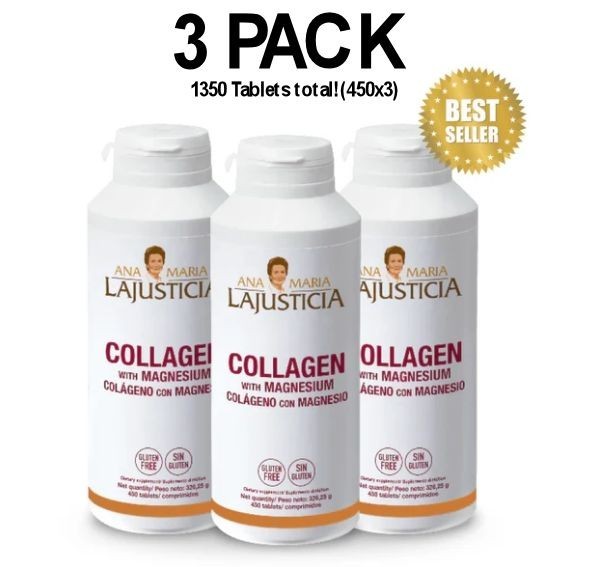 Ana Maria Lajusticia, Collagen with Magnesium, 3 PACK, 450 Tablets (1350 total!)