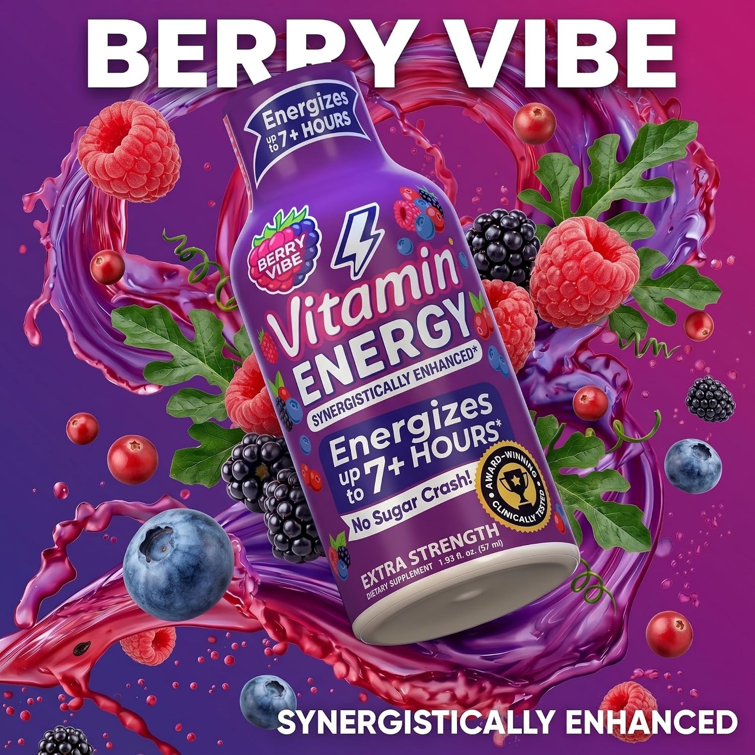 Wellness Support Mixed Berry Energy Shots – 8 Pack, 260mg Caffeine & B-Vitamins