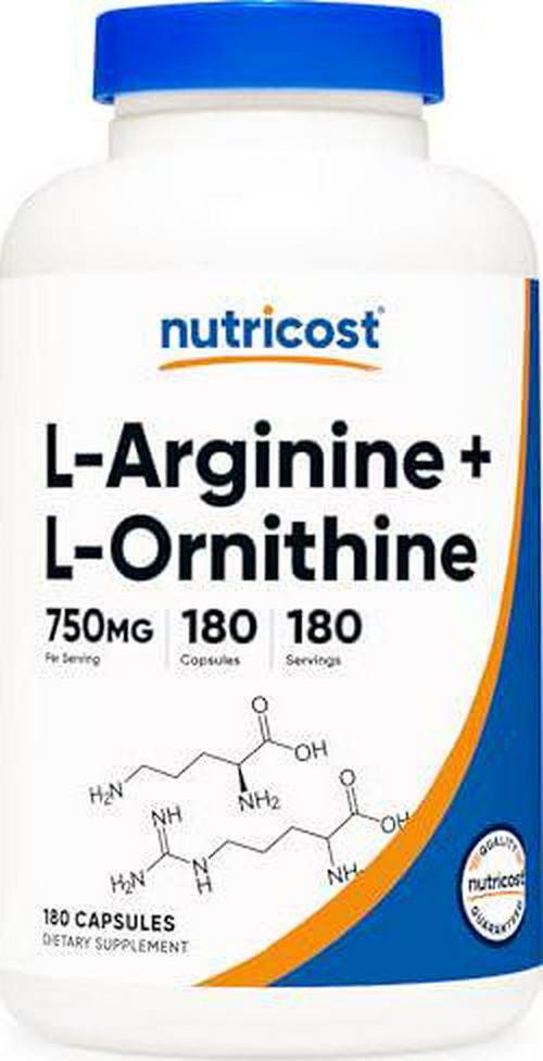 Nutricost L-Arginine L-Ornithine 750mg; 180 Capsules