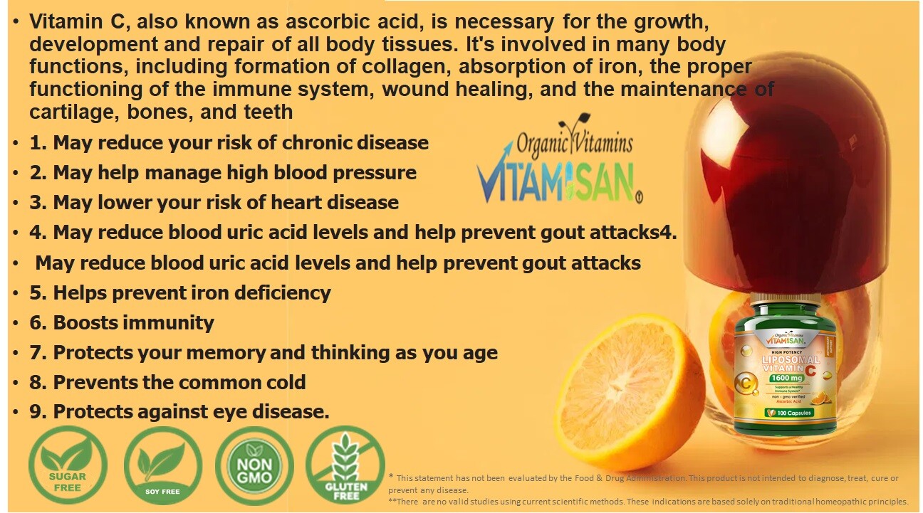 Liposomal Vitamin C 1600mg, 200 Capsules Fat Soluble Vit Supplements OV