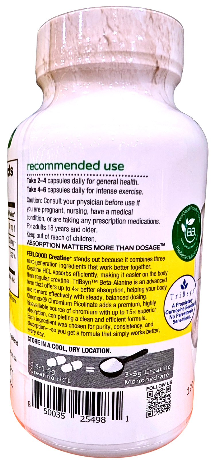 Feelgood Company Creatine + High Absorption 120 Capsules EXP 02/2029