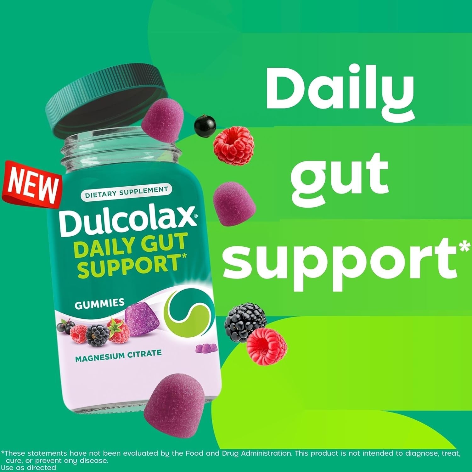 Dulcolax Daily Gut Support Gummies, Magnesium Formula, 60 Count