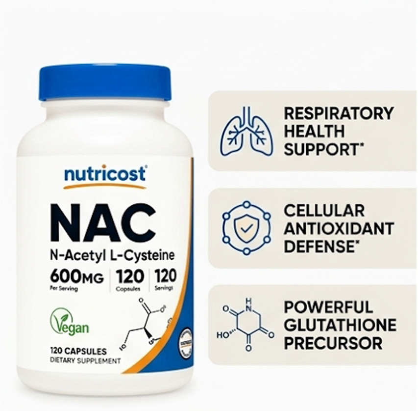 3 Pack Nutricost NAC 600mg N-Acetyl L-Cysteine 120 Vegan Capsules Antioxidant