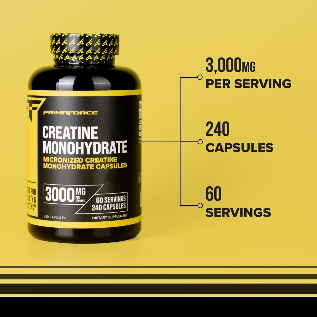 Primaforce Creatine Monohydrate Capsules – 240 240 Count (Pack of 1)