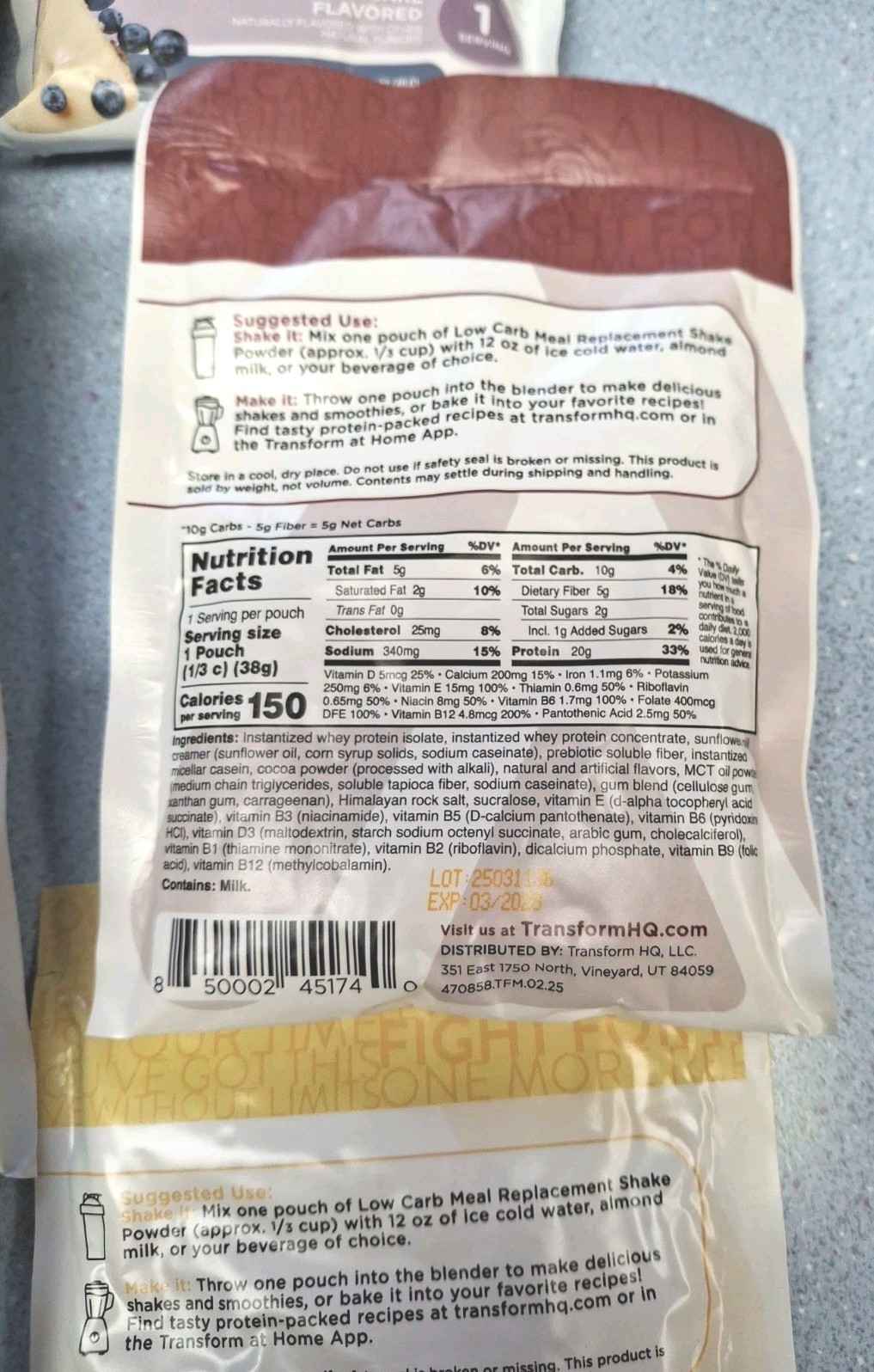 Transform HQ Meal Replacement Protein Shakes Variety Of 7 Vanilla Choc + Shaker