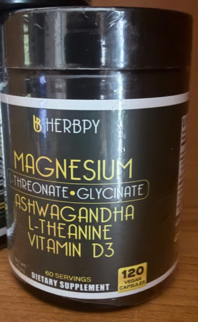 2 -Herbpy Magnesium + Aswagandha – Stress & Sleep Support – 120 caps – Exp 11/26