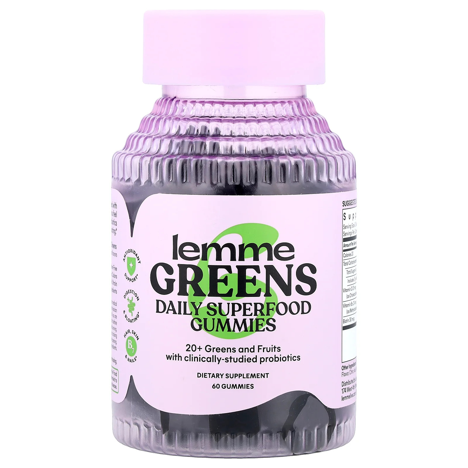 2 X Lemme, Greens, Daily Superfood Gummies, Berries & Greens, 60 Gummies