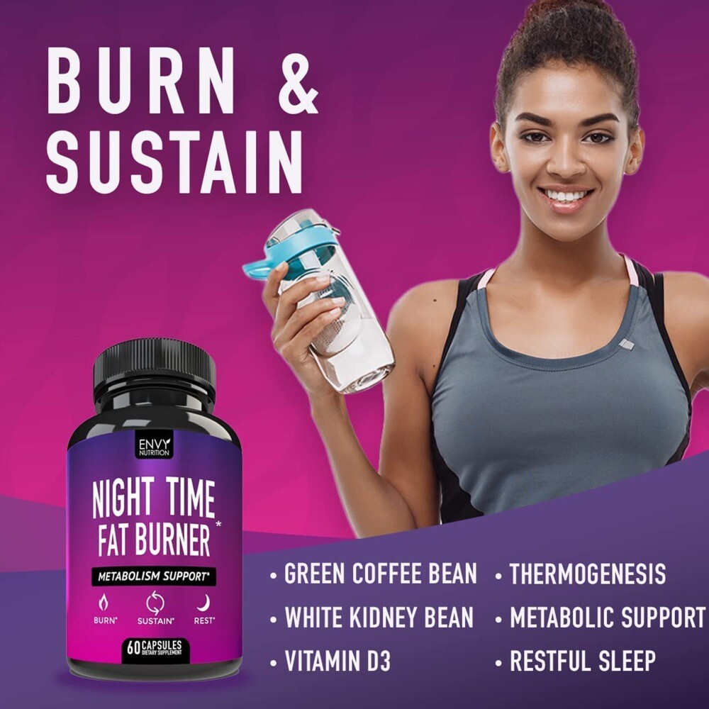 Night Time Fat Burner – Metabolism Support, Appetite Suppressant 60 Capsules