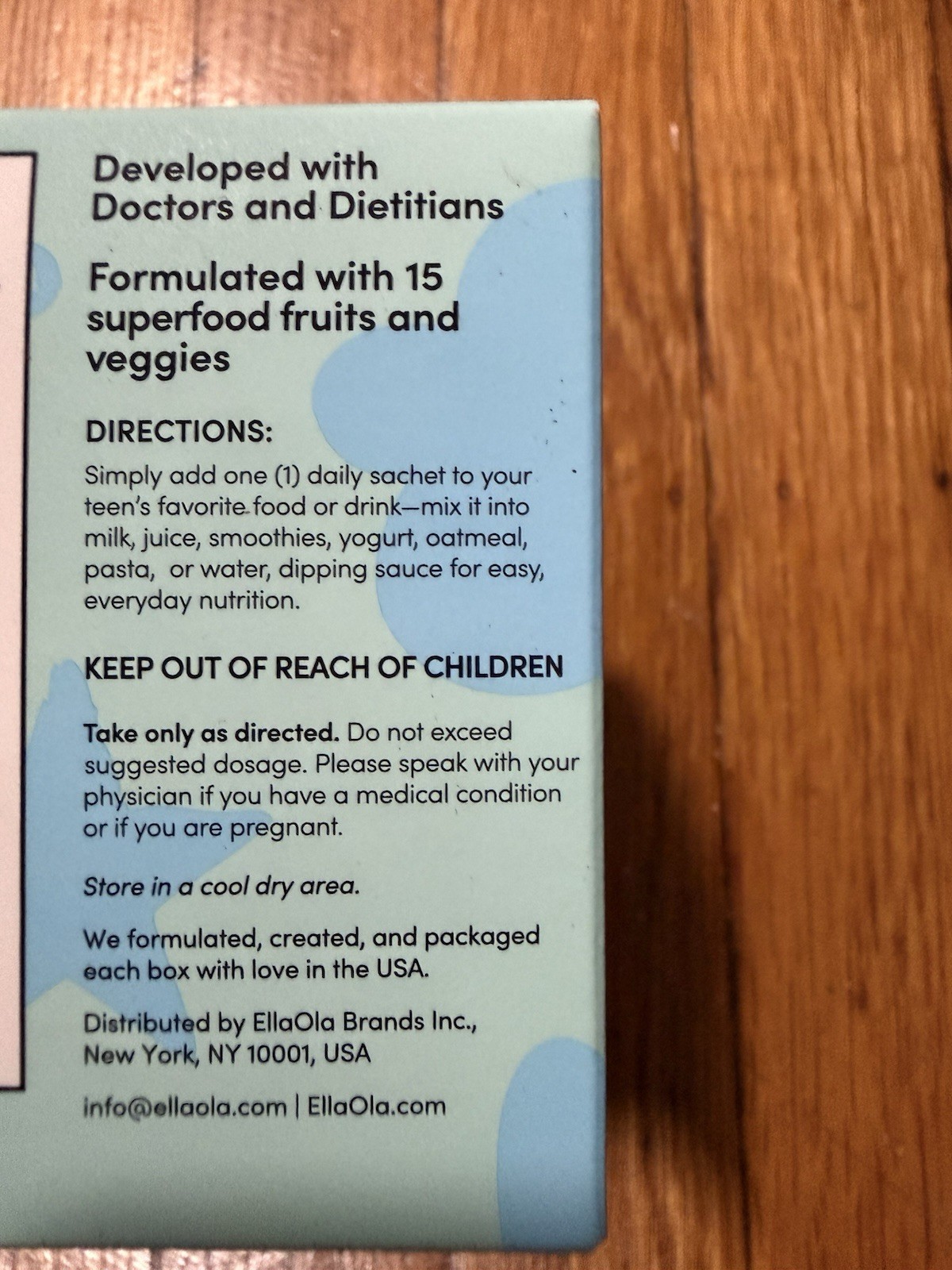 2pack EllaOla Teens Unflavored Multivitamin Sachets Vegan Zero Sugar 30 Count
