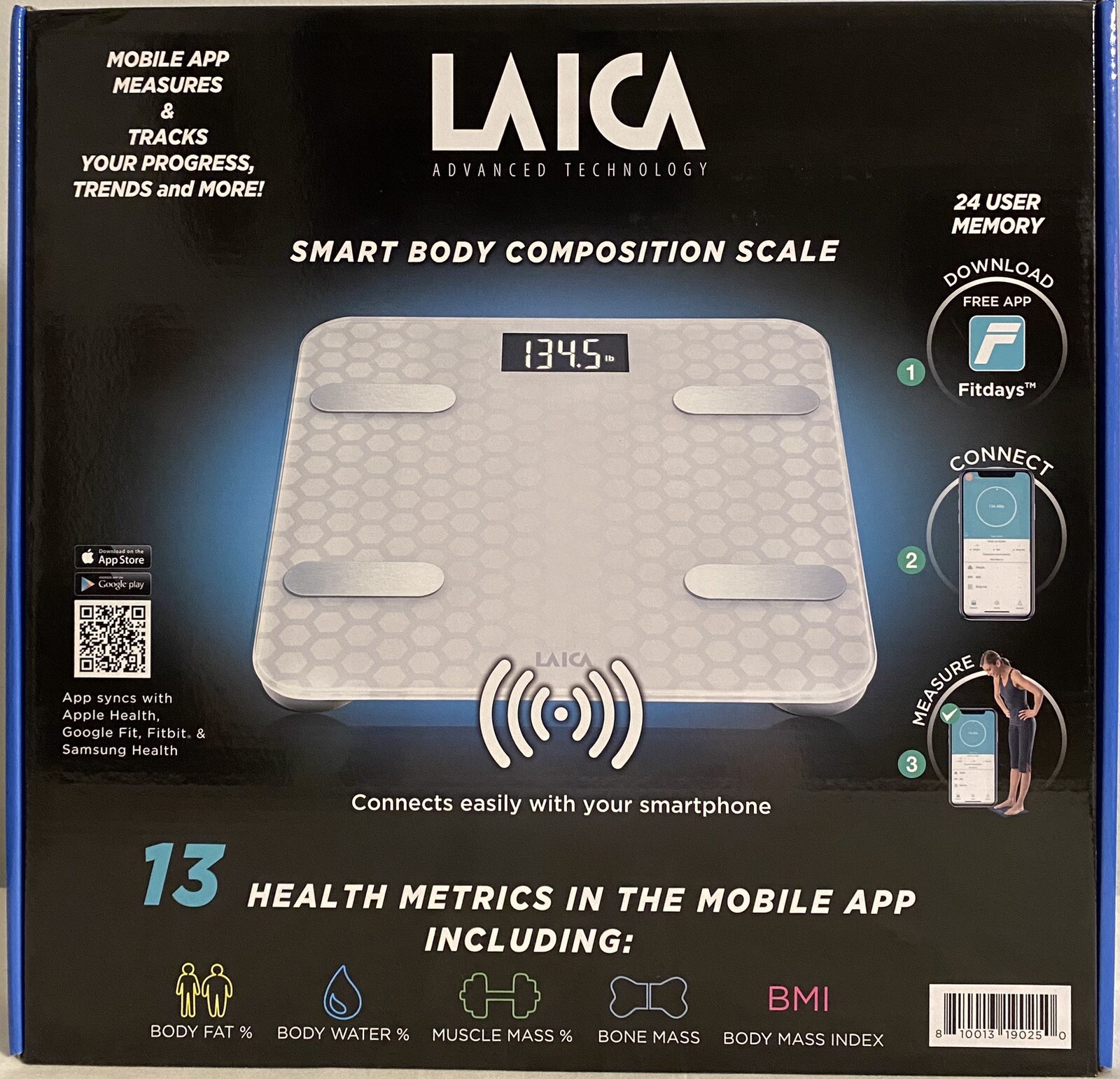 Laica Smart Body Composition Digital Bath Scale Connects To Smartphone Brand New