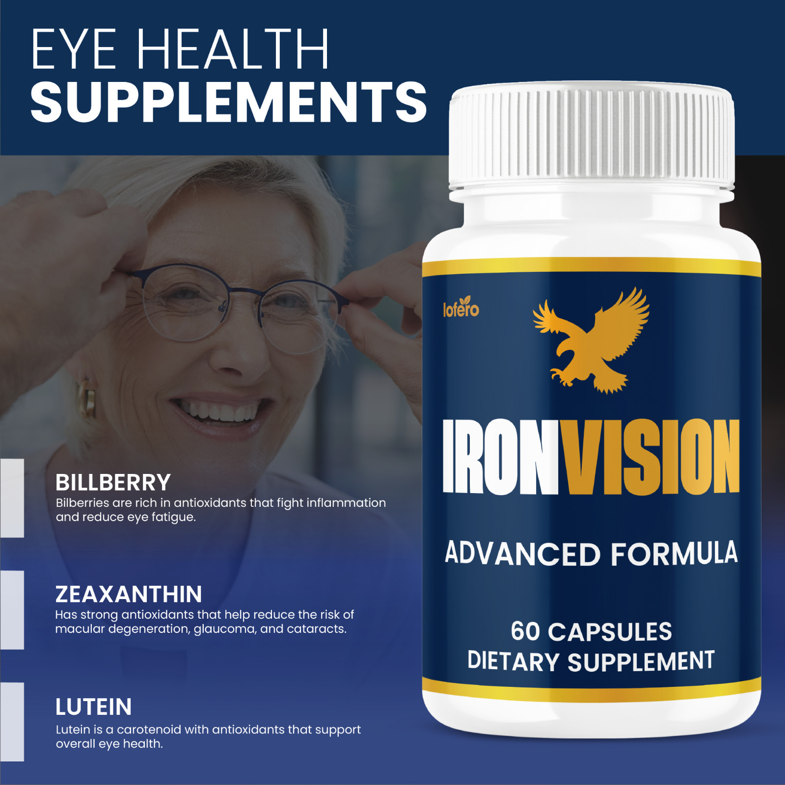 (5 Pack) Iron Vision Support Pills IronVision Healthy Eye Supplement (300ct)
