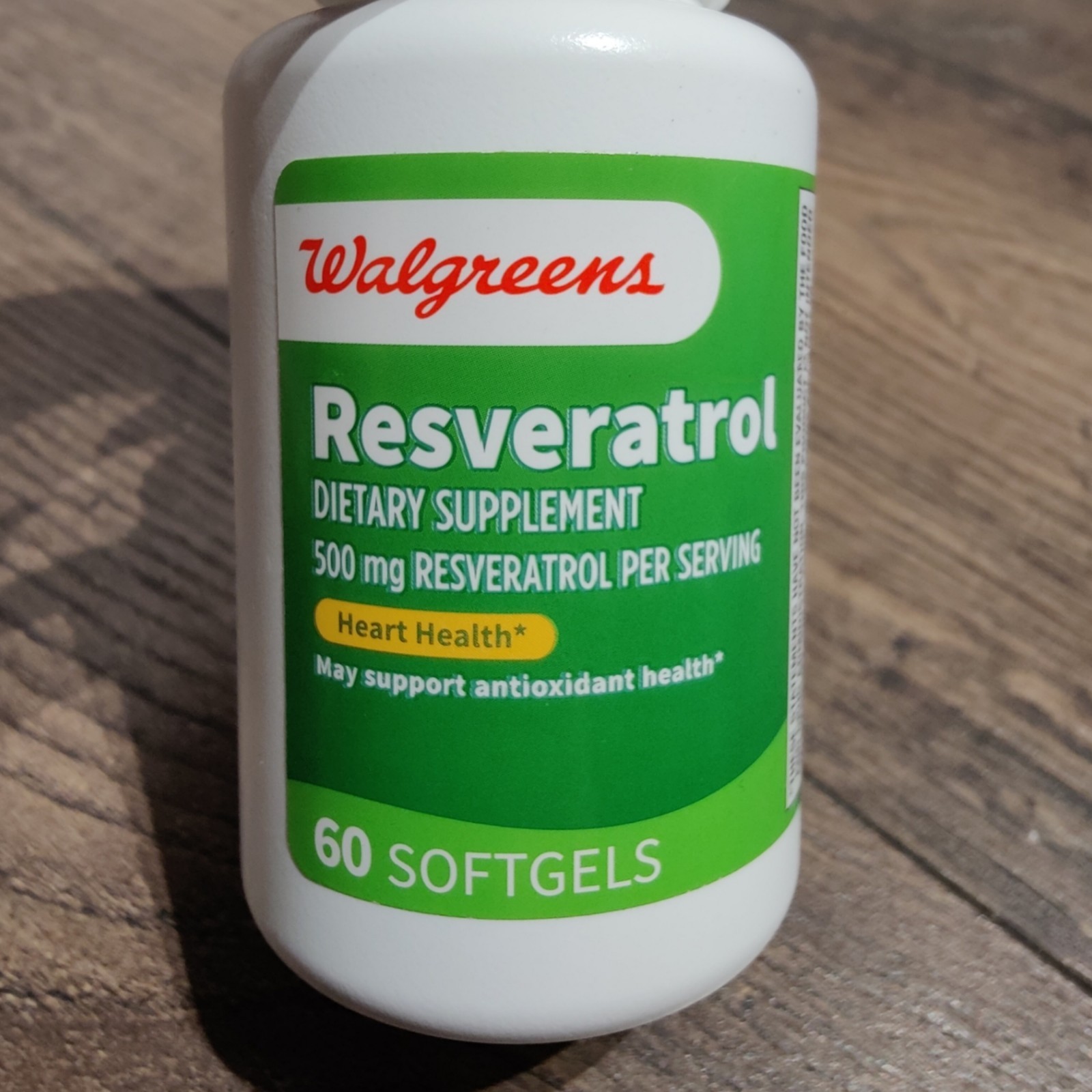 Walgreens Resveratrol 500mg 60 Softgels – Made In USA – 3rd Party Lab Tested