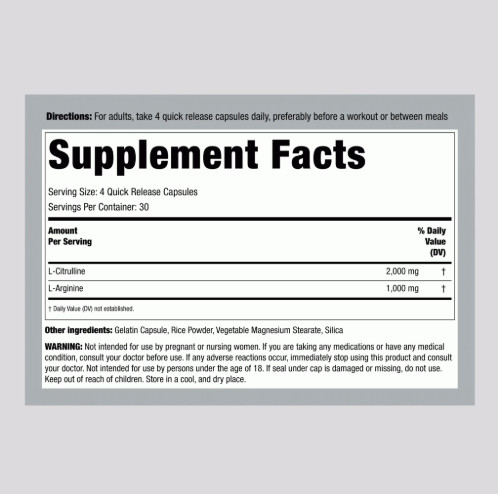 Nitric Oxide Supplement | 3000mg | 120 Capsules | Non-GMO | By Fitness Labs