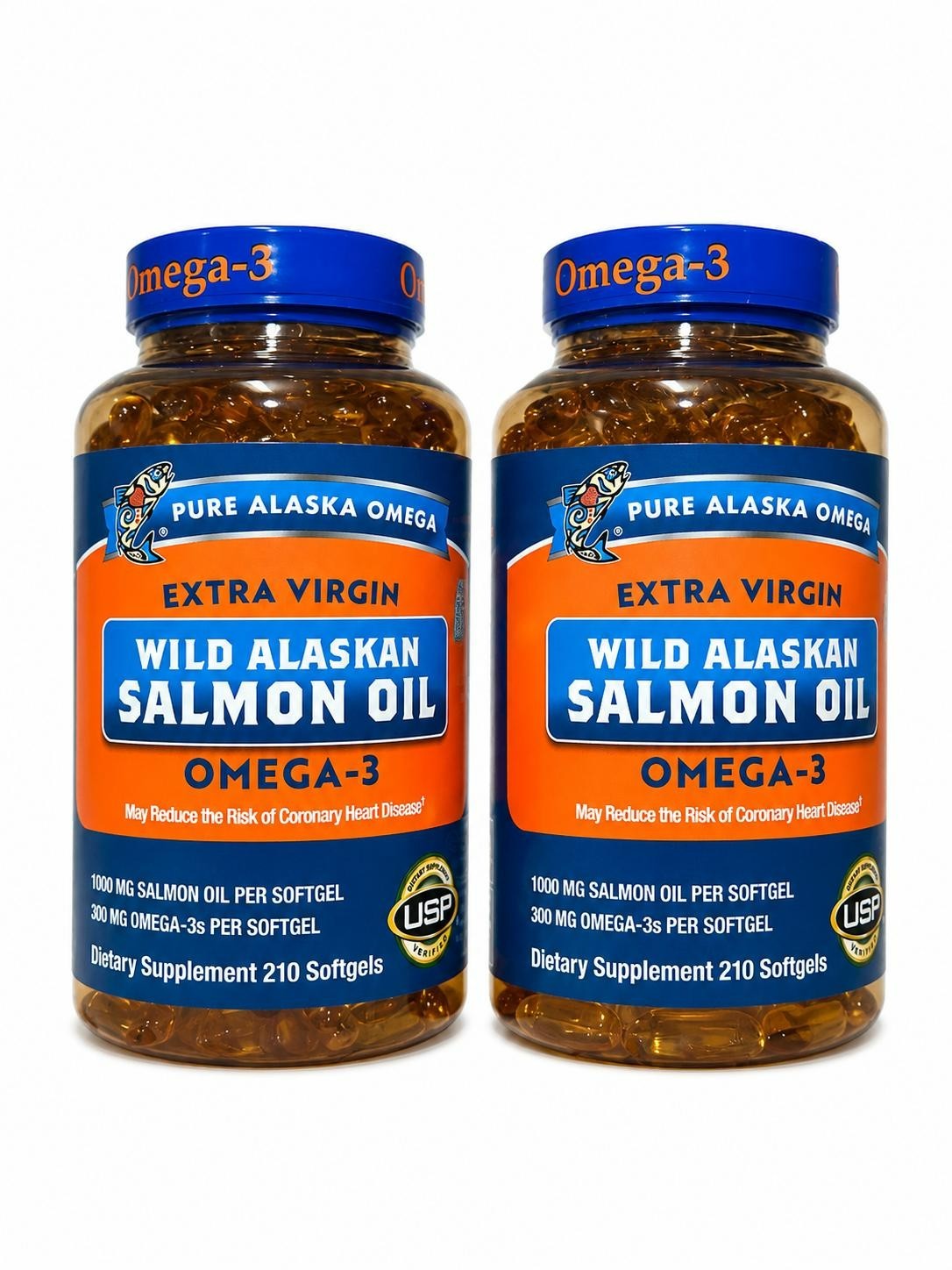 Pure Alaska Omega-3 Wild Alaskan Salmon Oil 1000mg 210 ct 2-pack Exp. 09/27+