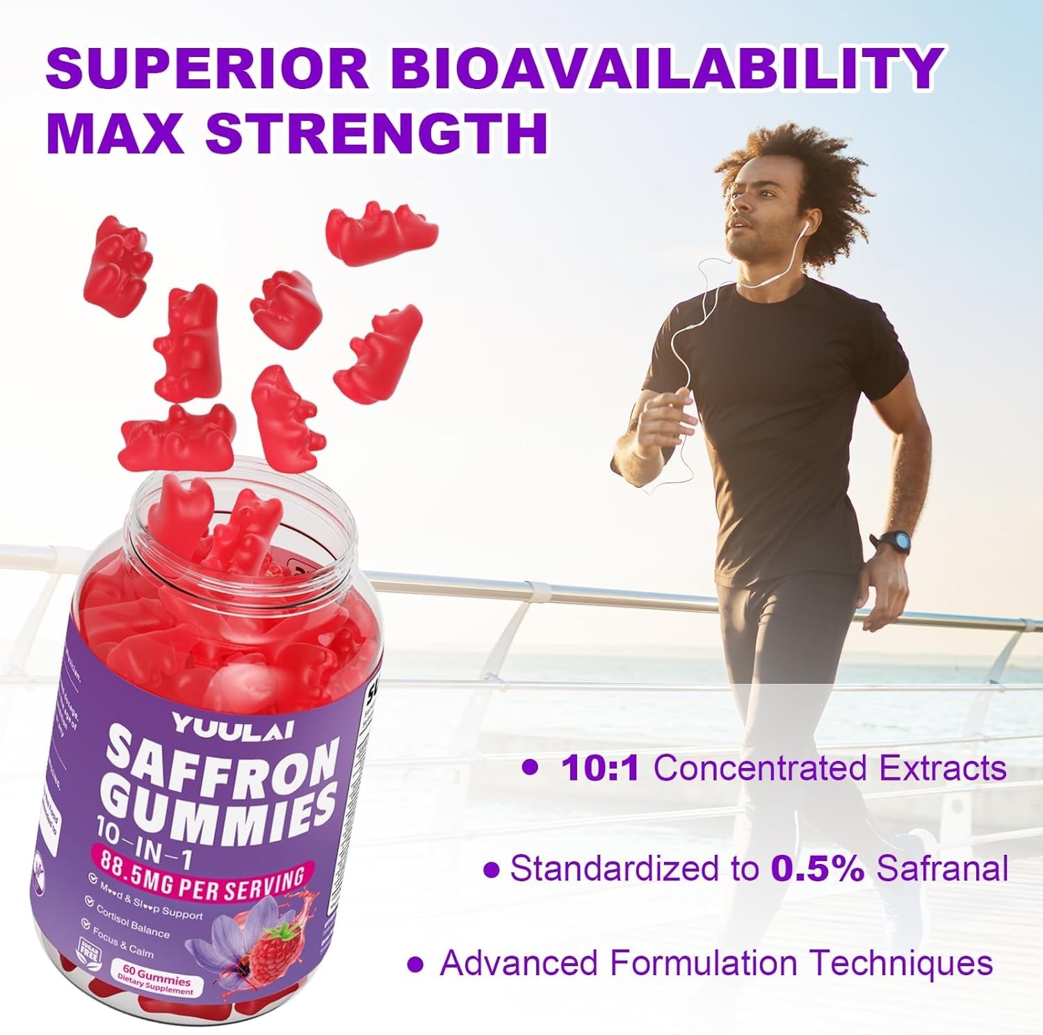 Delicious Saffron Gummies for Emotional Wellness & Cognitive Clarity – 60 Count