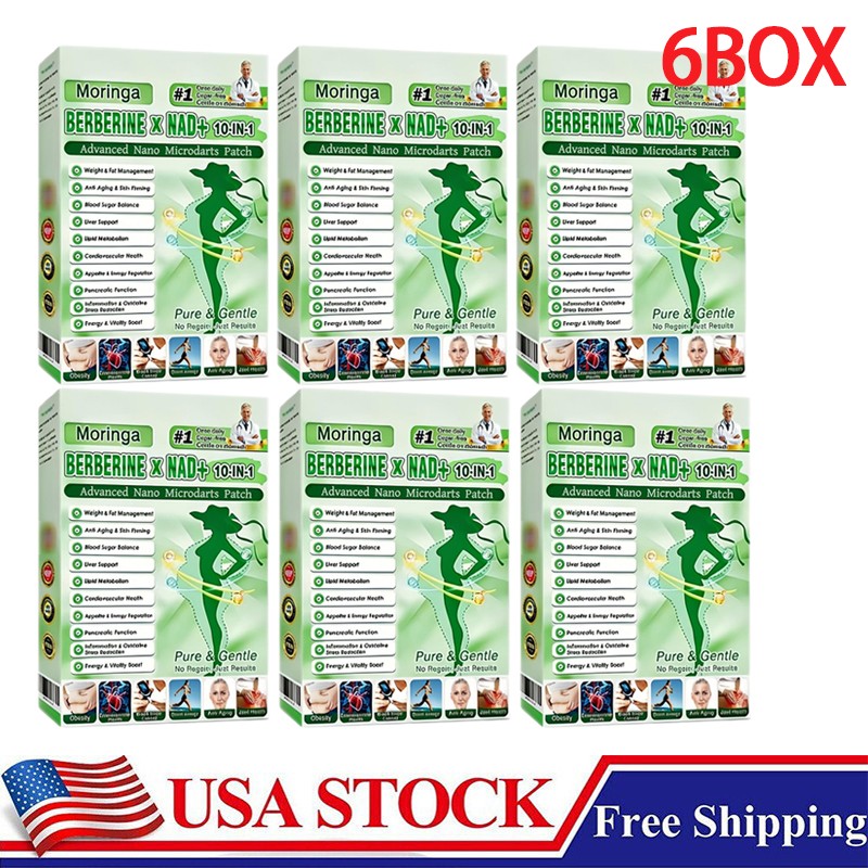 6 Box Moringa & Berberine 10-in-1 Advanced Nano Microneedle Patch 7 Pcs-B ox