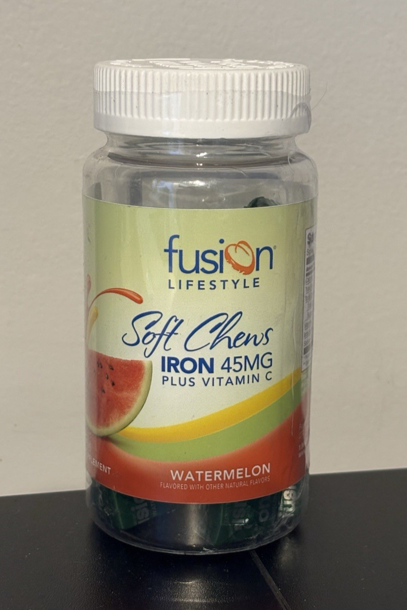 Fusion Lifestyle Iron 45mg + Vitamin C Watermelon – 30 Soft Chews exp 10/2026