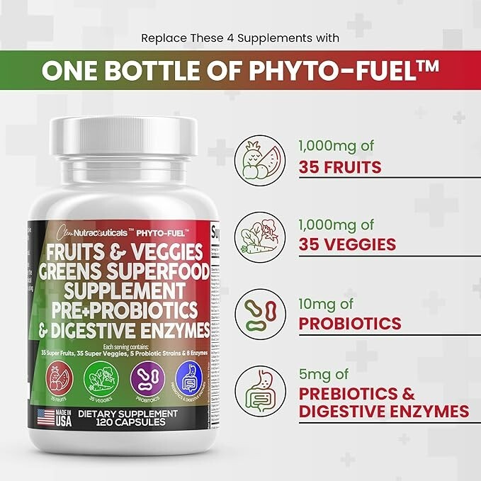 Fruits and Veggies Supplement Reds & Green Superfood 120 Ct USA