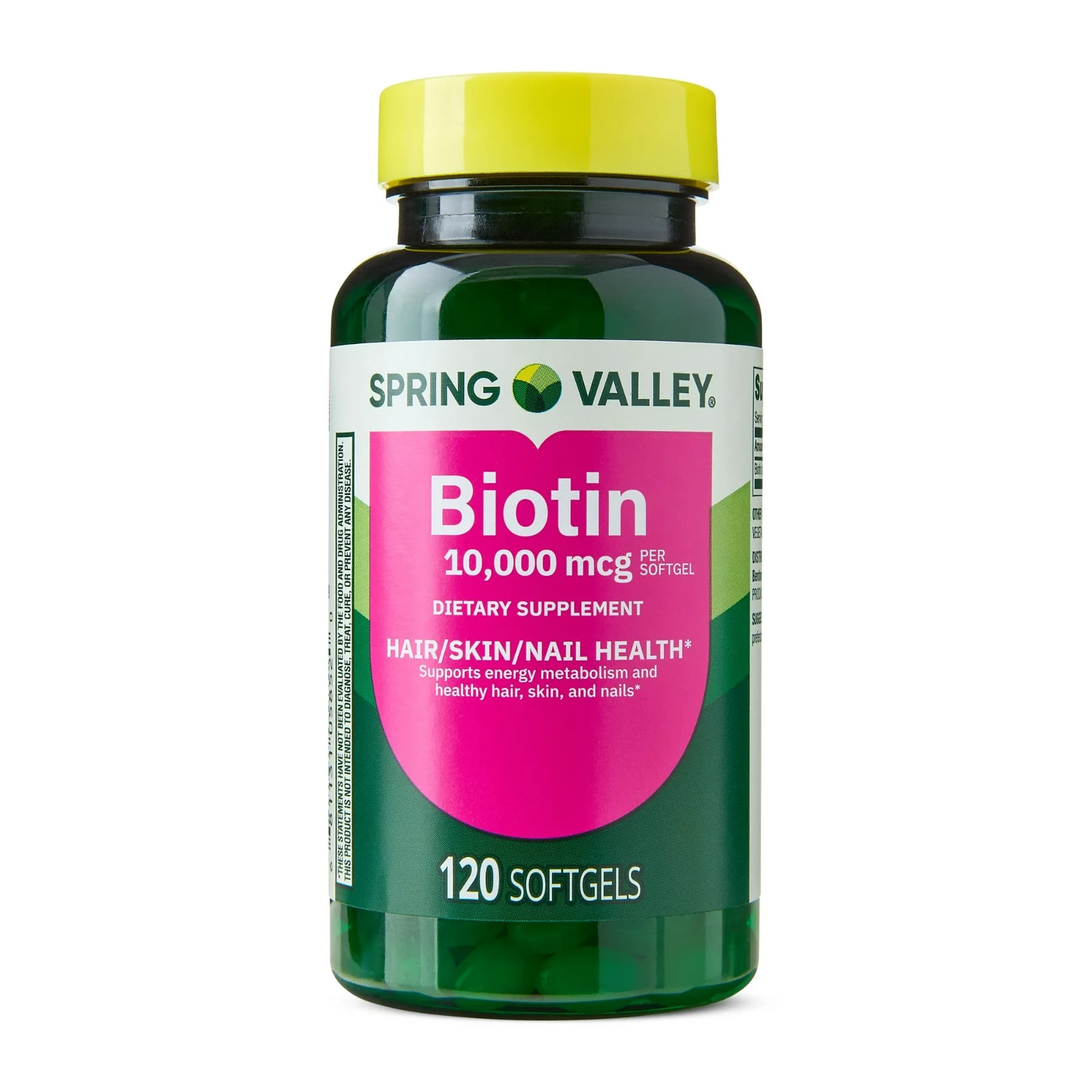 Spring Valley Biotin 10,000 mcg Softgels Hair Skin Nails Support, 120 Ct