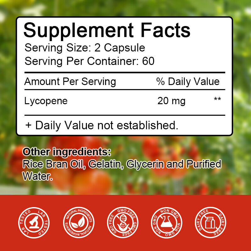 Lycopene Capsules Antioxidant Prostate Support Immune, Heart Health Support