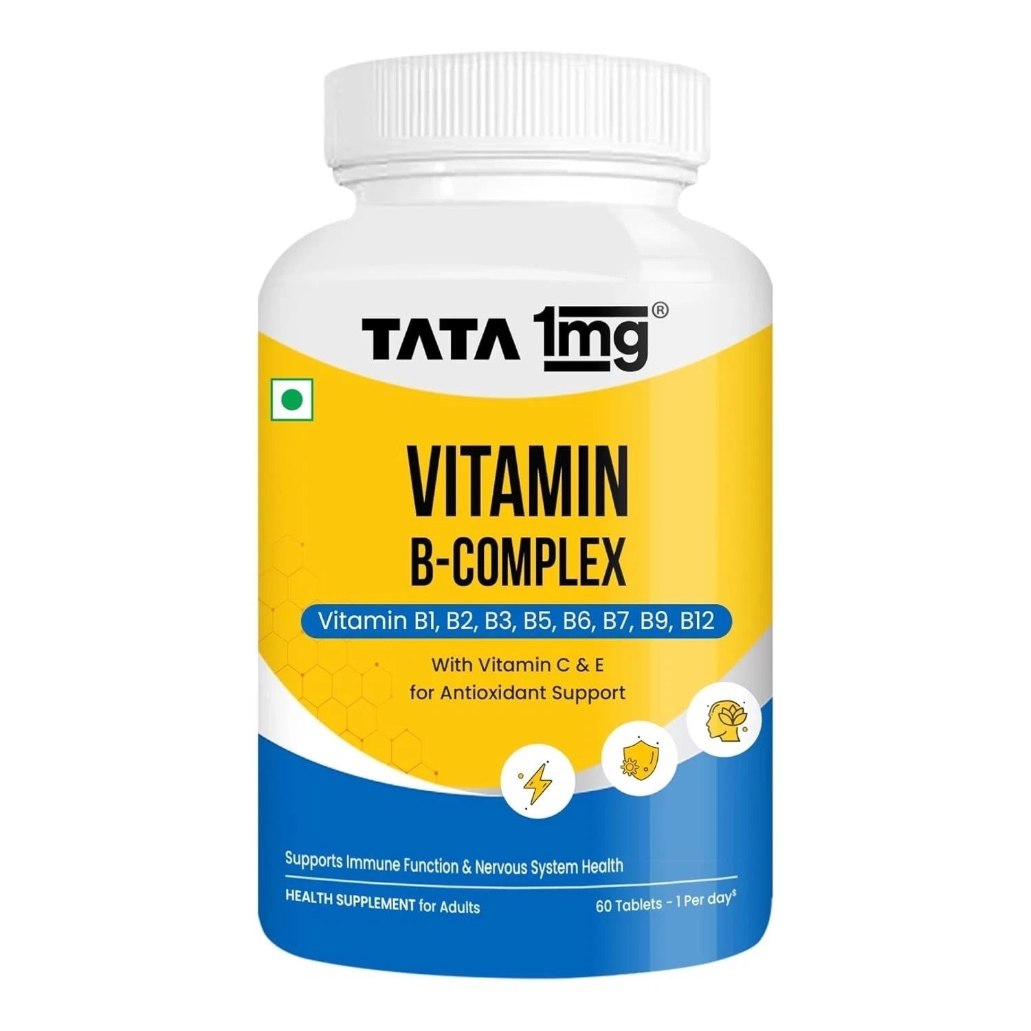 Tata 1mg Vitamin B Complex Capsules with, B1,B2,B3,B5,B6,Biotin (Pack of 60) A86