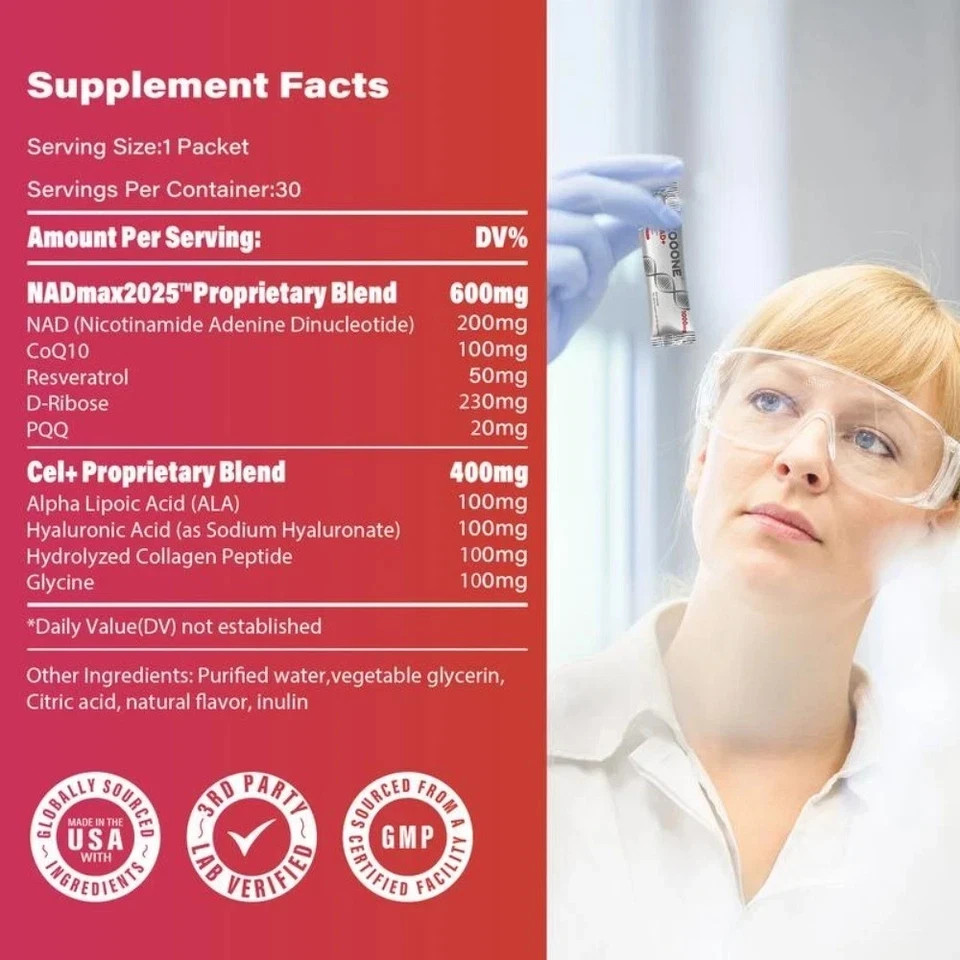ZOOONE NR1000-NAD+Berry Flavor Drink blend for Skin Aging Support,Energy,and …
