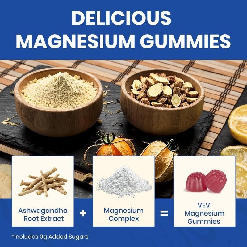 VEV Zinc Magnesium – Gummies Complex with Ashwagandha, D3 L-Theanine, & 14-In-1