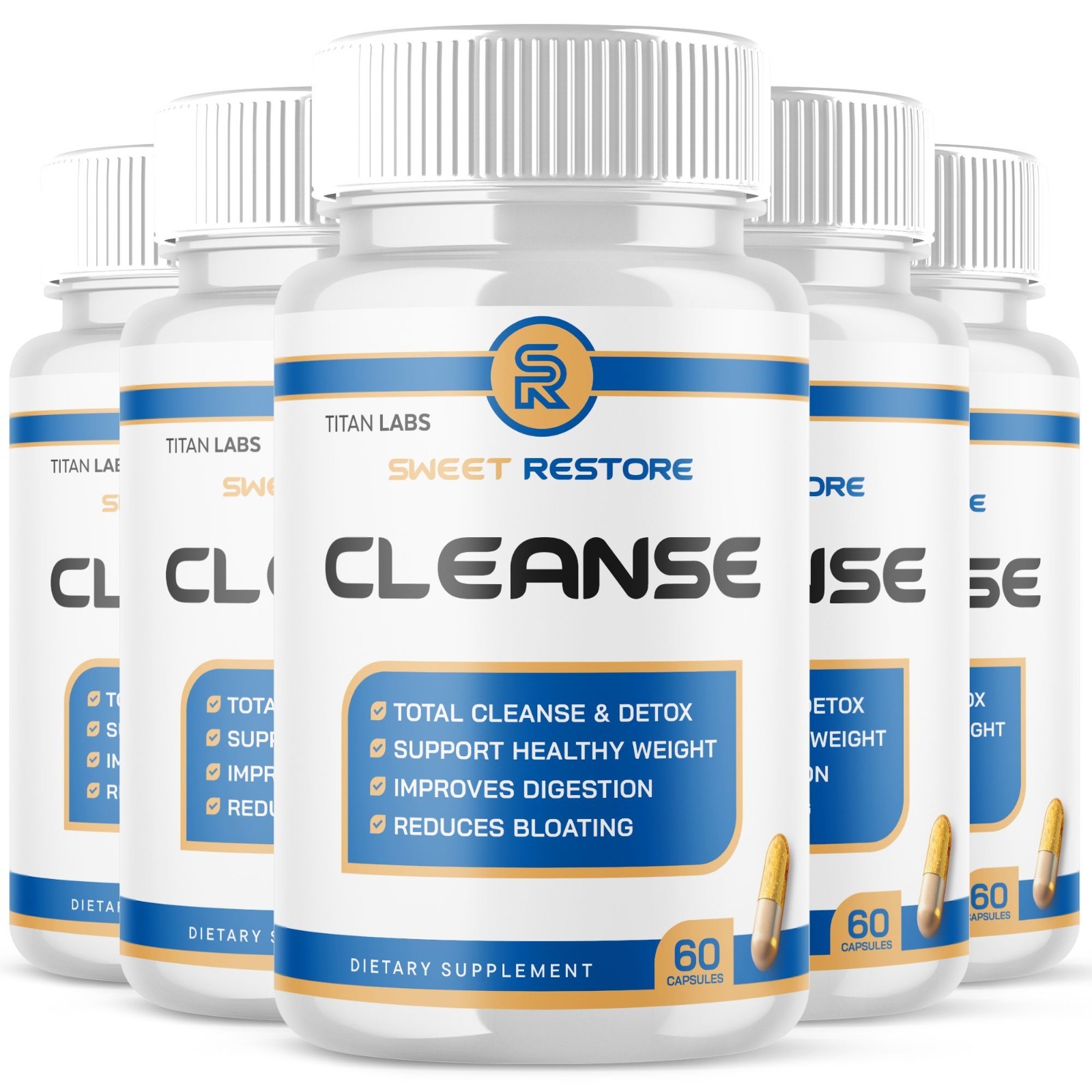 (5 Pack) Sweet Restore Cleanse Advanced Wellness Support Supplement 300 Capsules