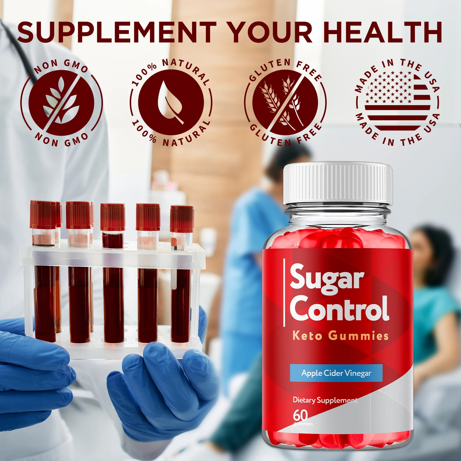 (3 Pack) Sugar Control Keto ACV Gummy Vitamins 1000MG SugarControl Vitamin 180