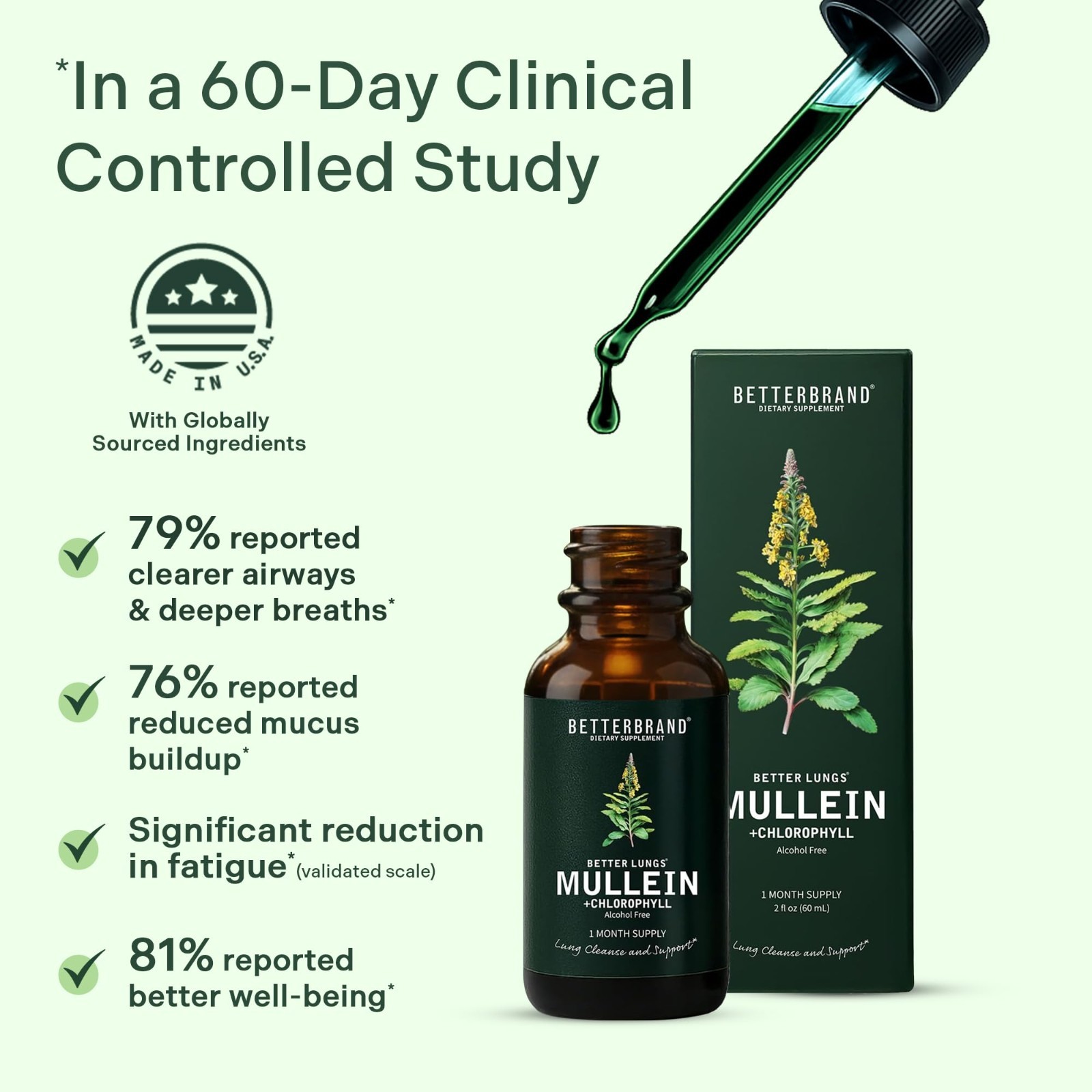 Mullein Leaf Tincture Drops – Lung Detox & Respiratory Support, Alcohol-Free, 1