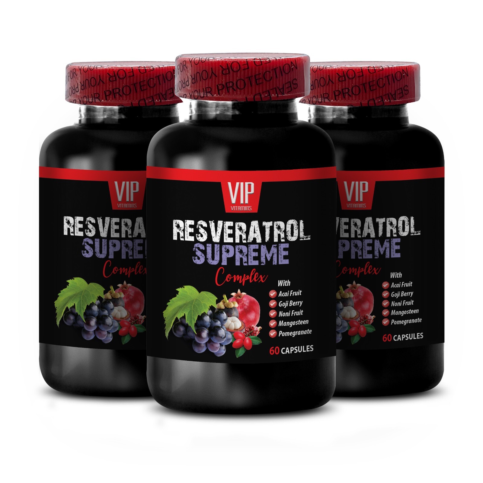 acai supplement – RESVERATROL SUPREME – powerful antioxidant – 3 Bottles