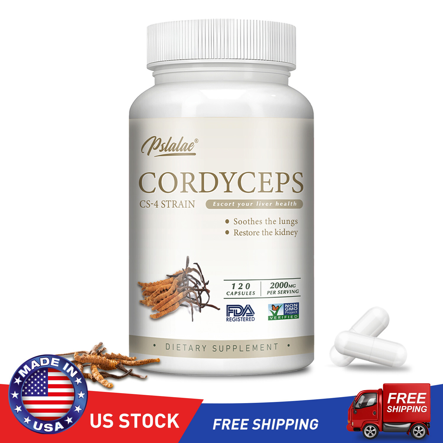 Cordyceps Capsules 2000mg – Immune & Energy Boosting Supplement, Metabolism