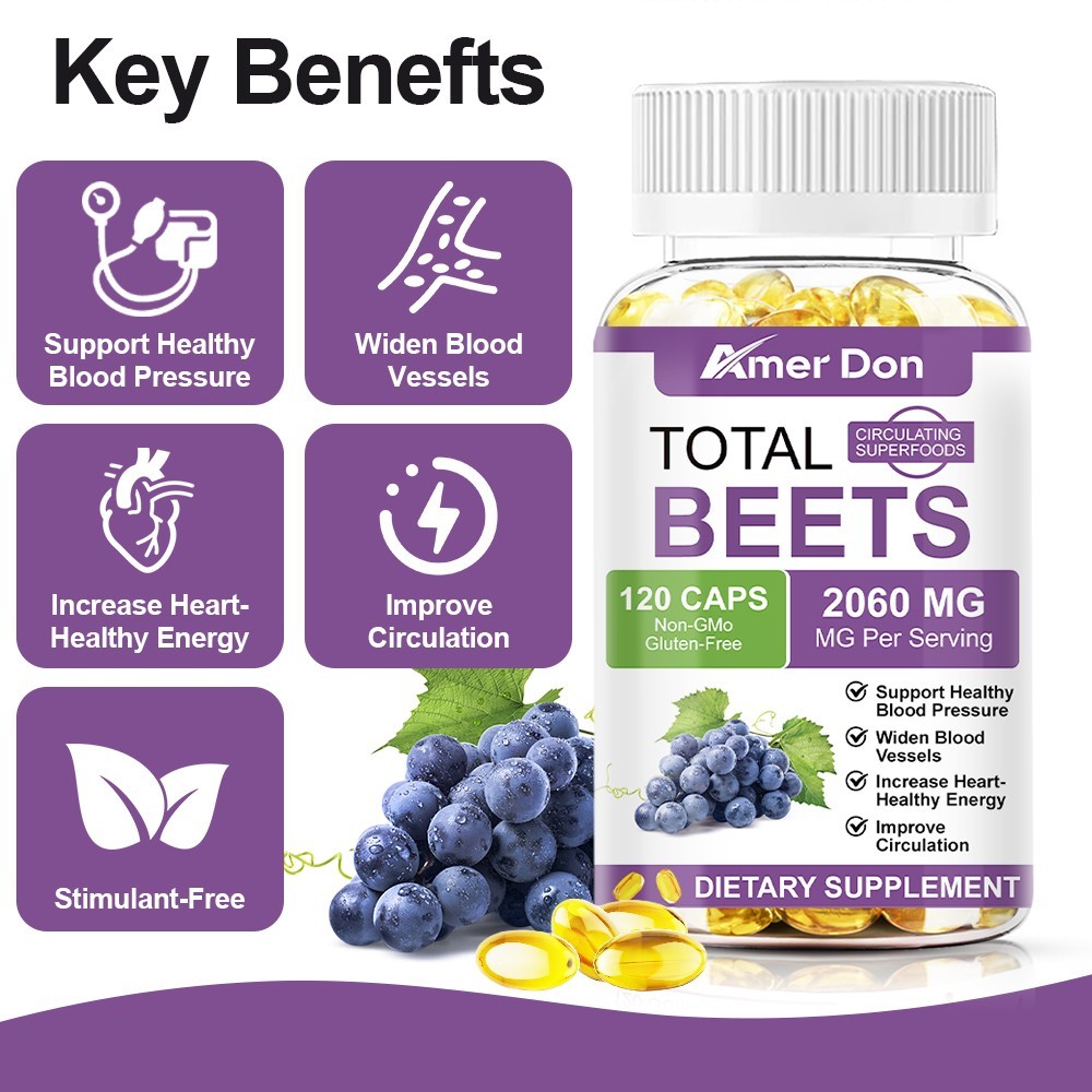 Total Beets Circulation Superfood Beet Root with Blood Pressure Support 120Pcs