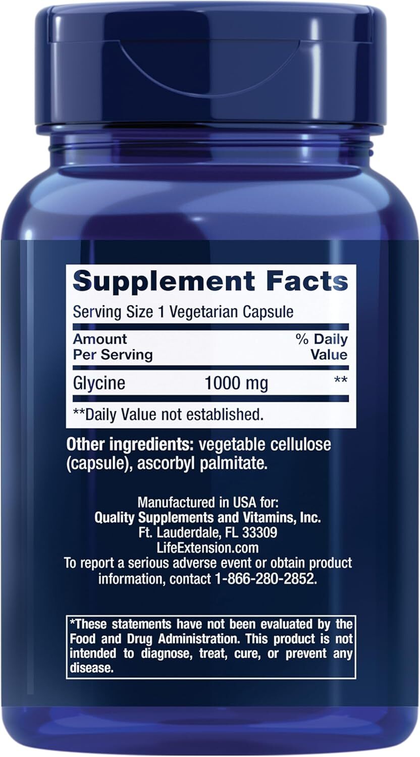 Life Extension Glycine, 1000 mg, Amino Acid, 100 Capsules
