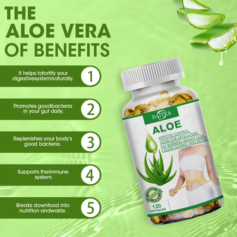 Aloe Vera Extract 5000mg 120 Capsules,Boost Metabolism Supplement