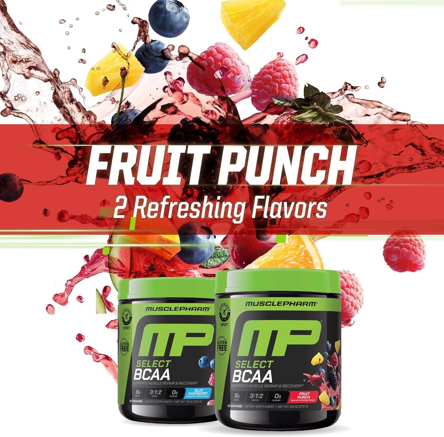 Muscle Recovery BCAA Drink – Fruit Punch Flavor, 9.1 oz Tub, Trusted by Athletes