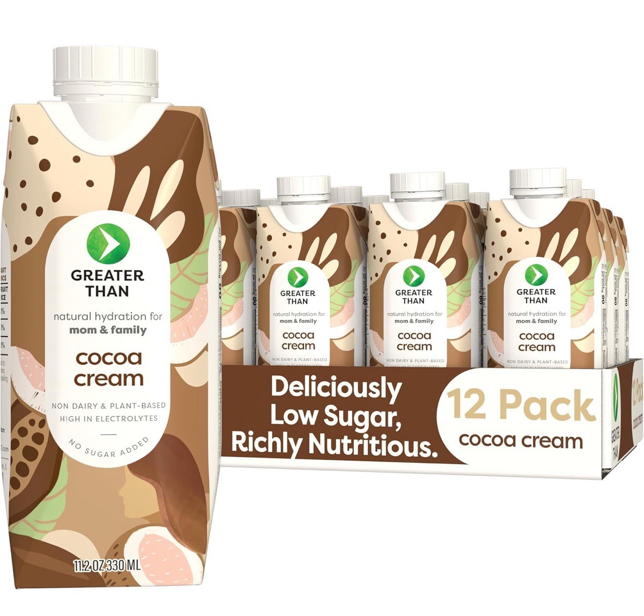 Greater Than Nutrient Hydration Beverage,Cocoa Cream 12 Pack 11.2 Oz