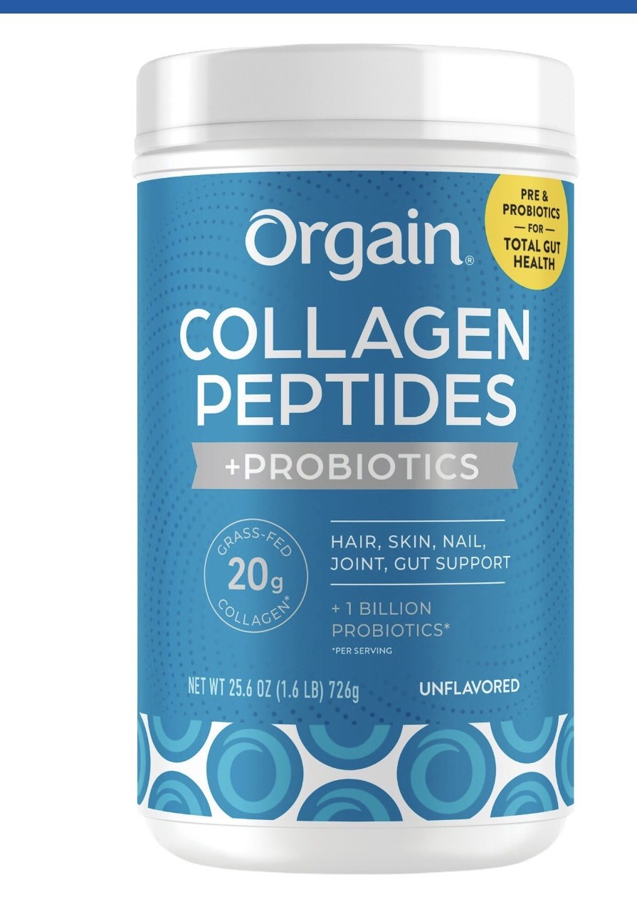 Orgain Collagen Peptides + Probiotics, Unflavored, 1.6 lbs