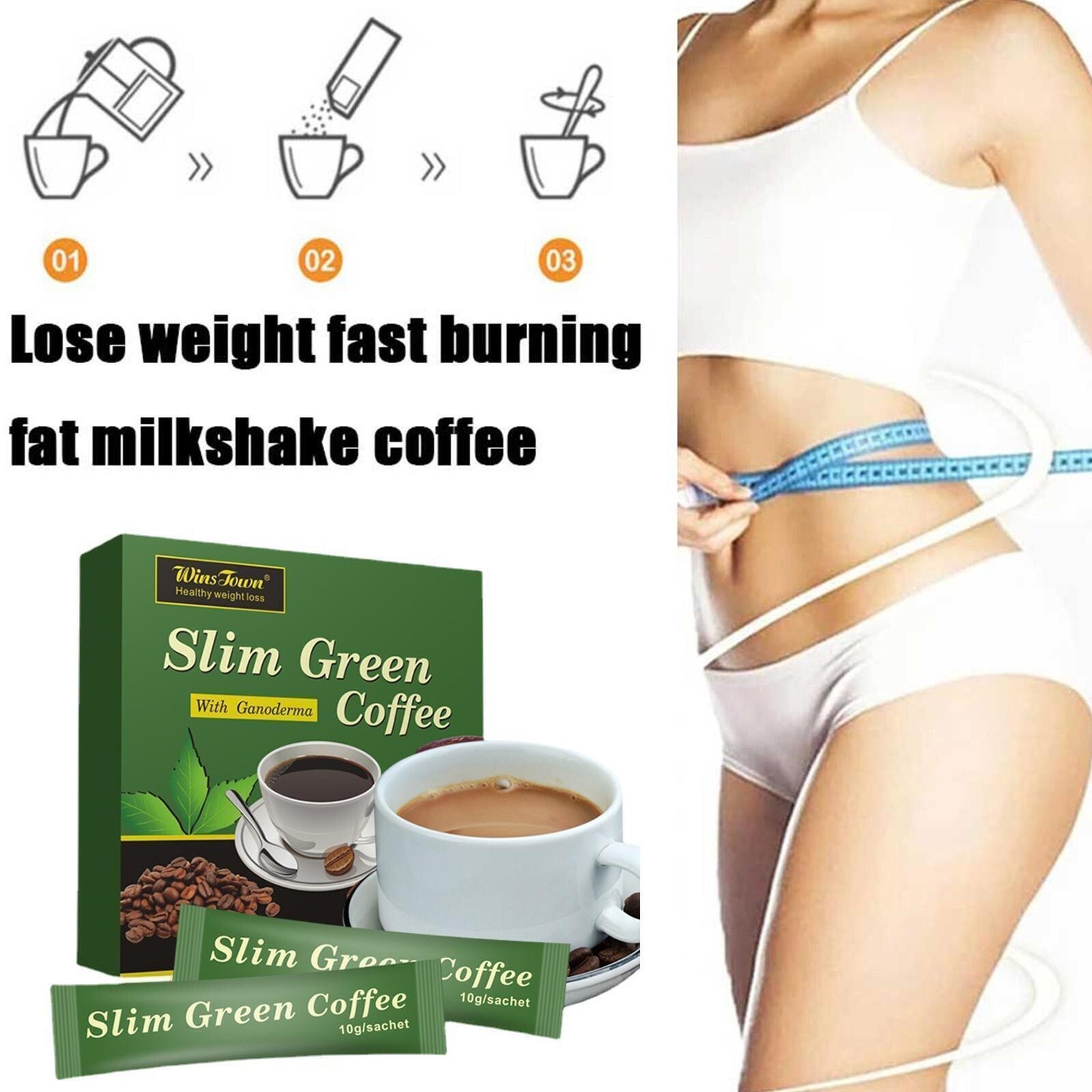 SLIM GREEN COFFEE With Ganoderma HEALTHY WEIGHT LOSS. Weight Control Detox Tea.