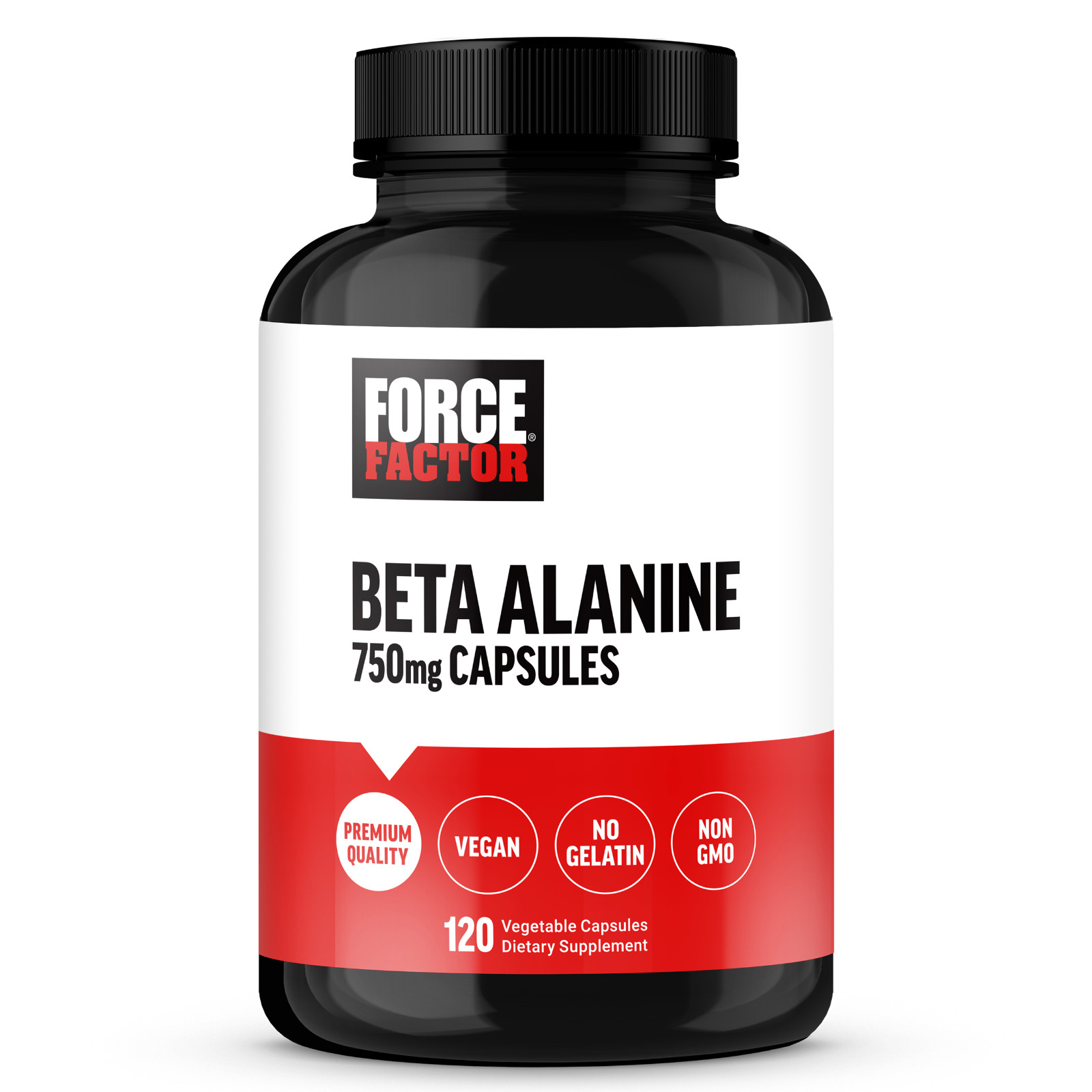 Force Factor Beta Alanine Capsules 750mg, 120 Vegetable Capsules, Non-GMO