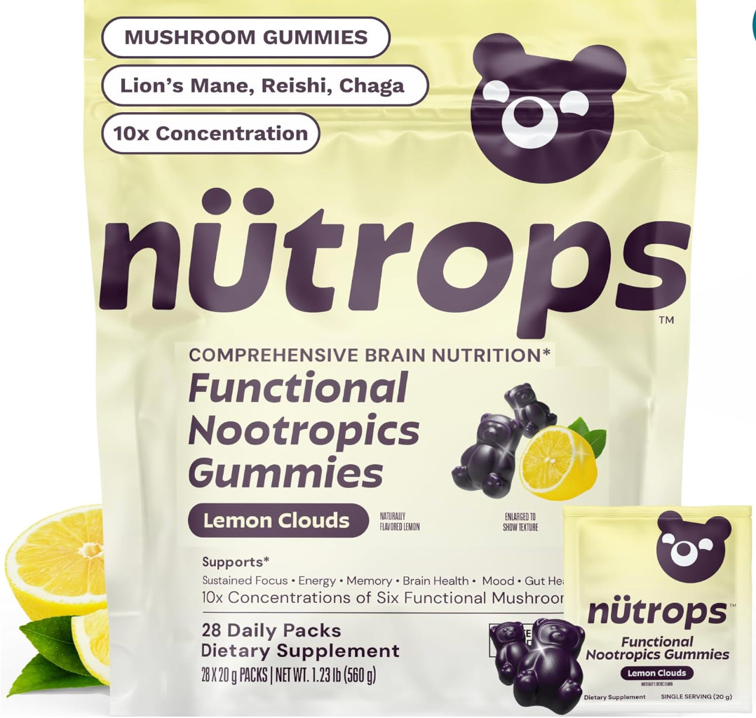Grüns Nutrops Lions Mane Mushroom Gummies for Adults, Functional Nootropics, Her