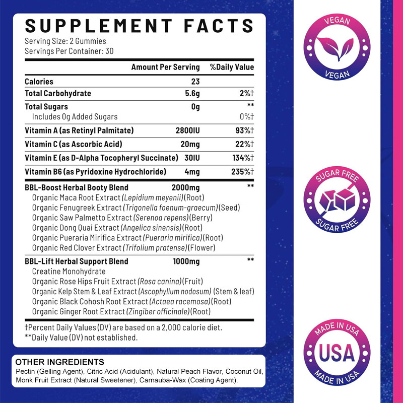 Buttocks Enhancement Gummies, Lifting Hip Circumference, Firming Buttocks