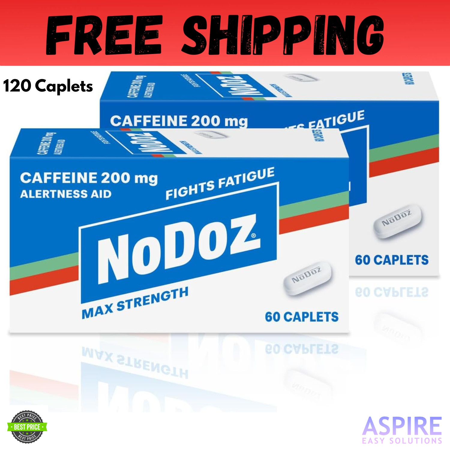 NoDoz 200mg Caffeine Pills Maximum Strength, 120 Caplets total