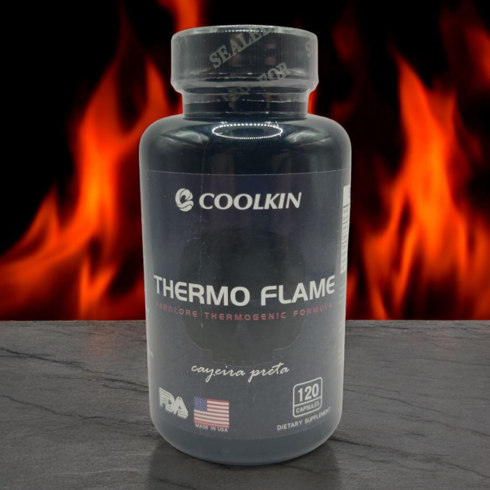 Coolkin Thermo Flame 350mg Caffeine Improve Mood, Boost Energy 120 Capsules