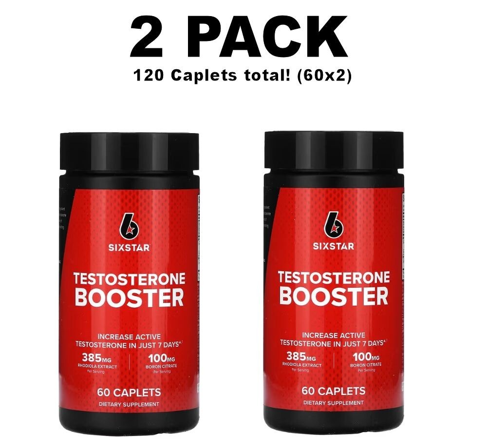 SIXSTAR, 2 PACK, Testosterone Booster, 60 Caplets each (120 total!)