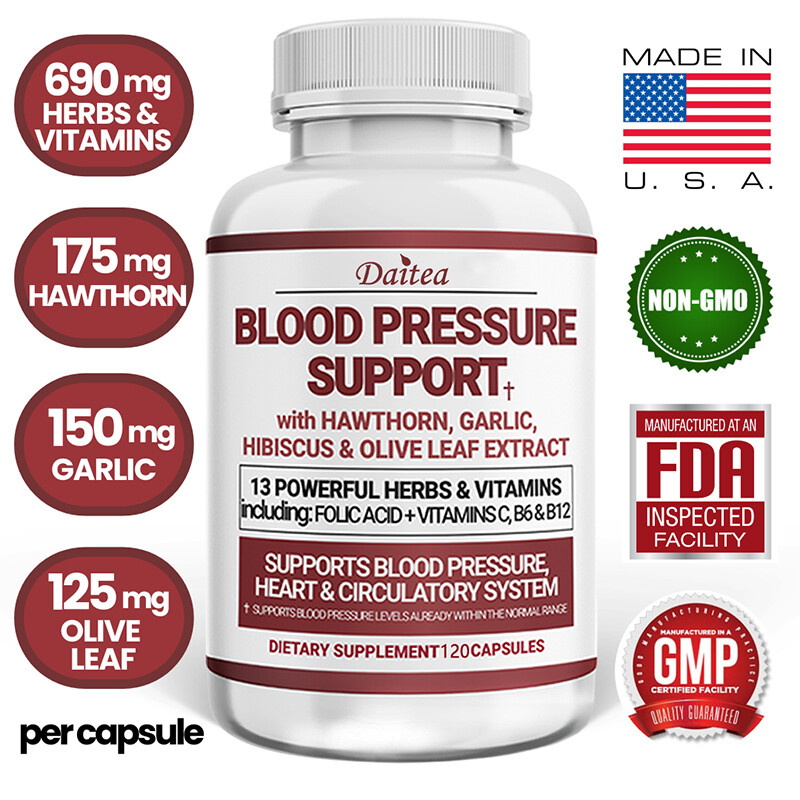 Premium Blood Pressure Support Supplement – Supports Heart Health -30/60120 Caps
