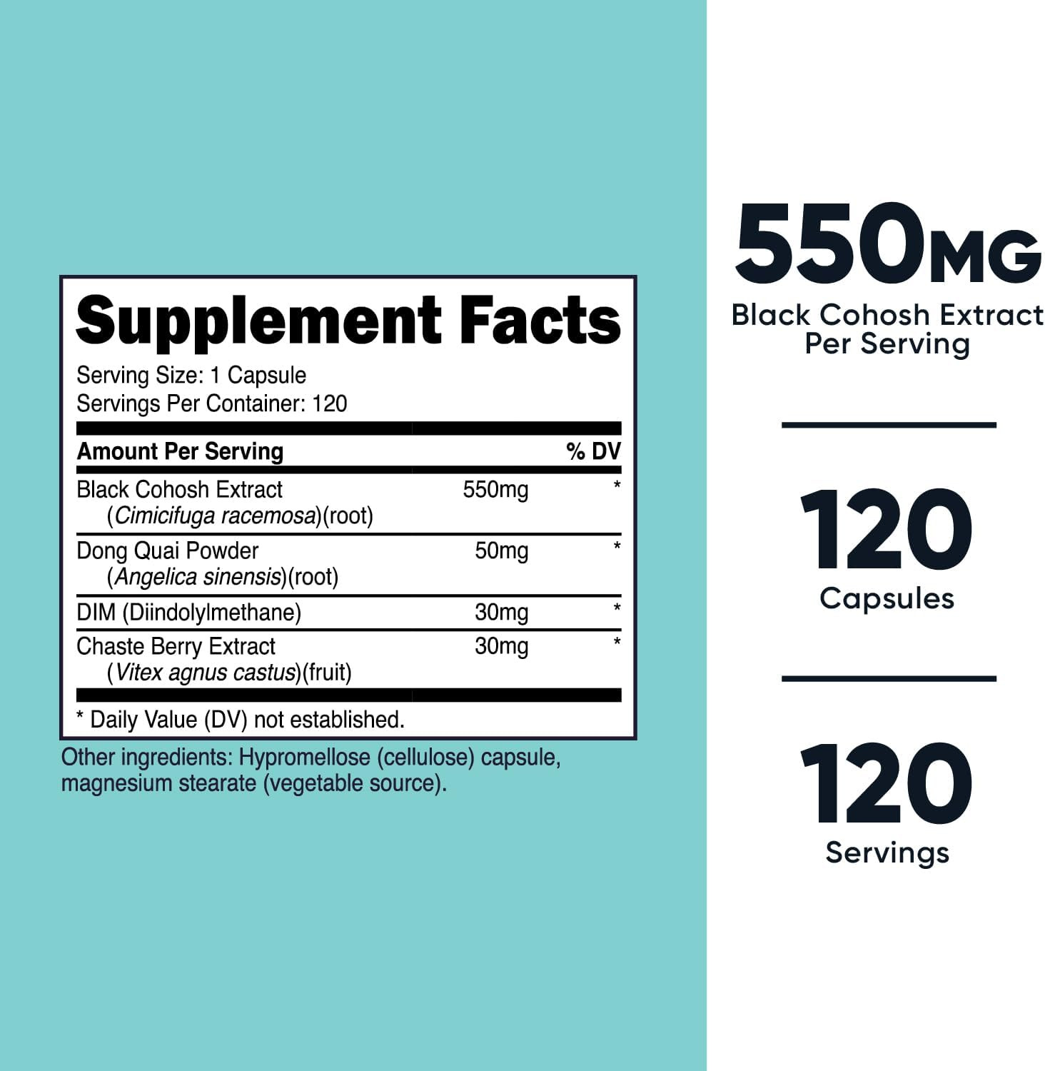 Nutricost Black Cohosh for Women 660Mg, 120 Capsules, with Dong Quai, DIM Chaste