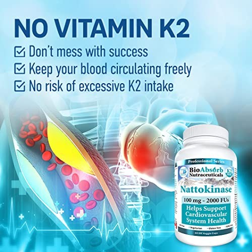 Bio Absorb Nattokinase Supplement. Non-GMO Natto Extract 1 Count (Pack of 60)